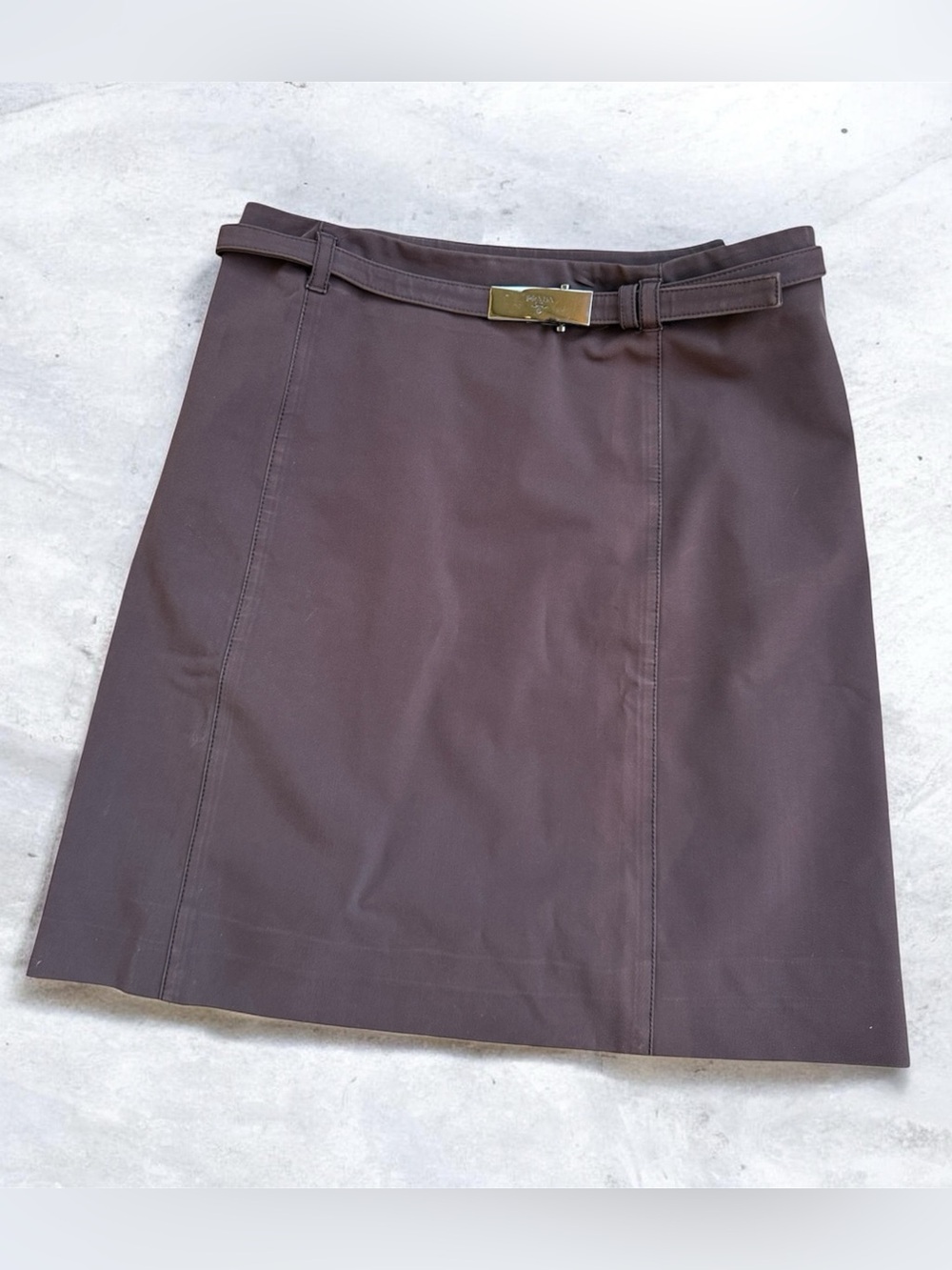 Vintage Prada Pencil Skirt with Logo Belt in Brown size 42